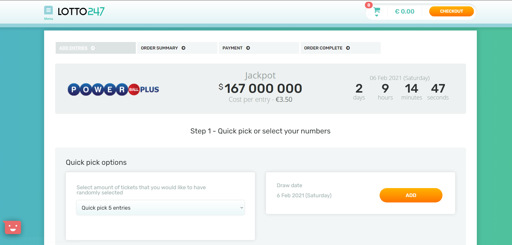 Lotto247 Powerball Quick Pick