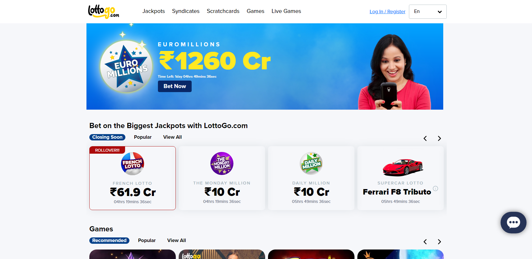 Lotto Go Homepage