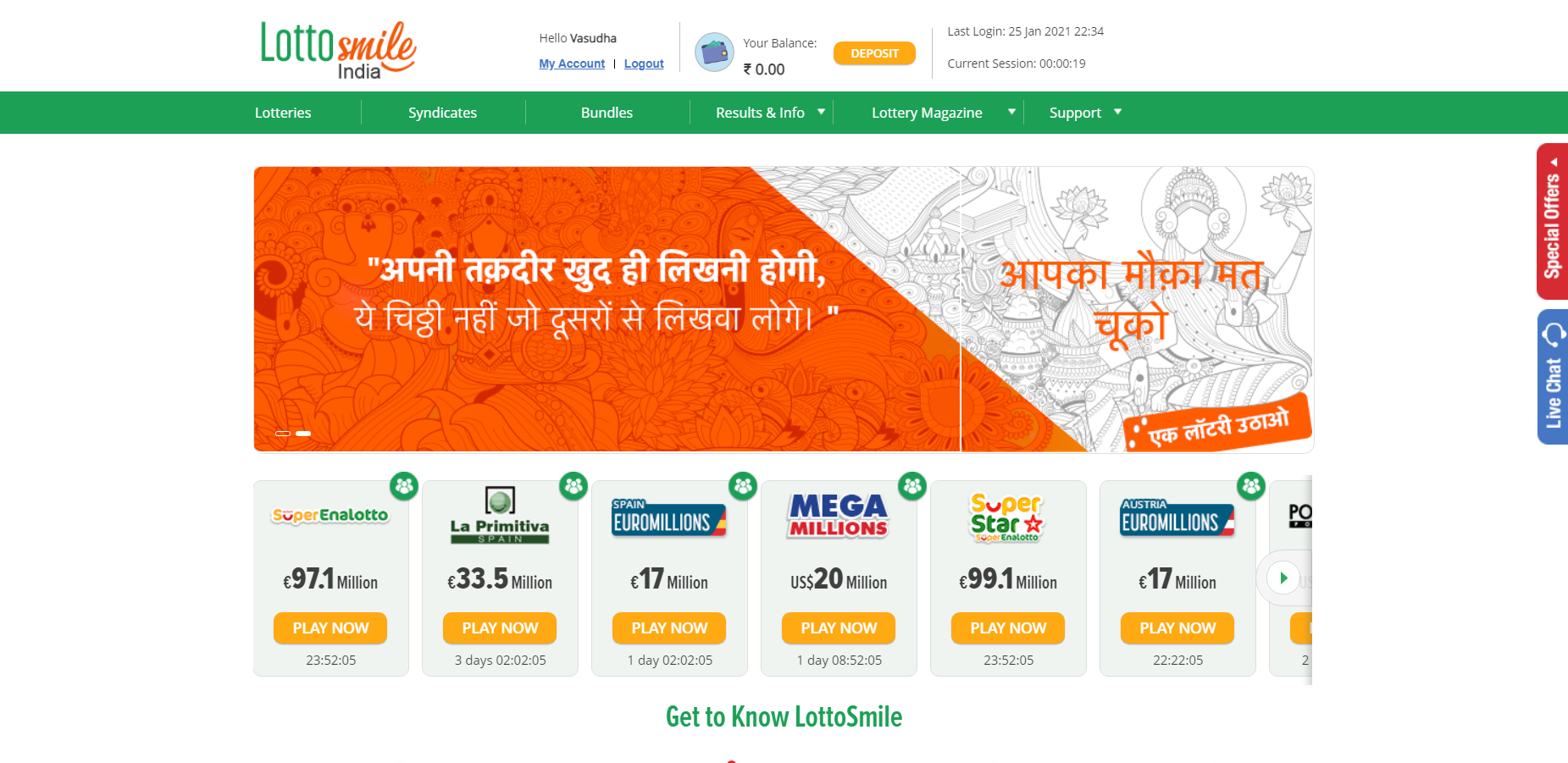 Lotto Smile Home Page