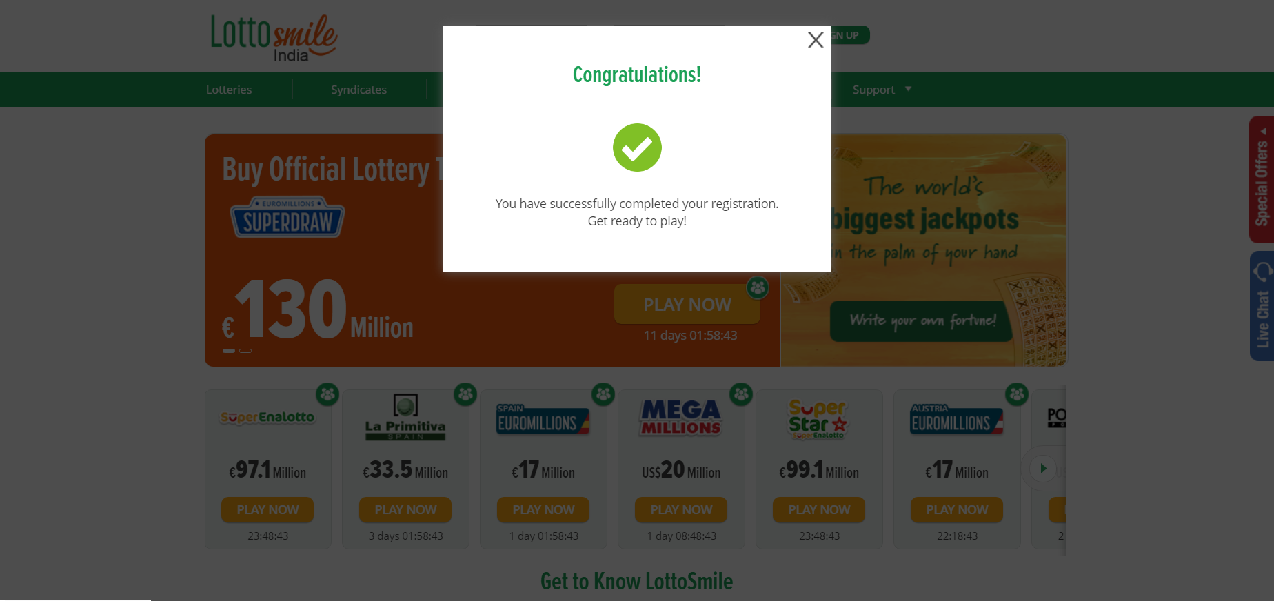 Lotto Smile Registration 1