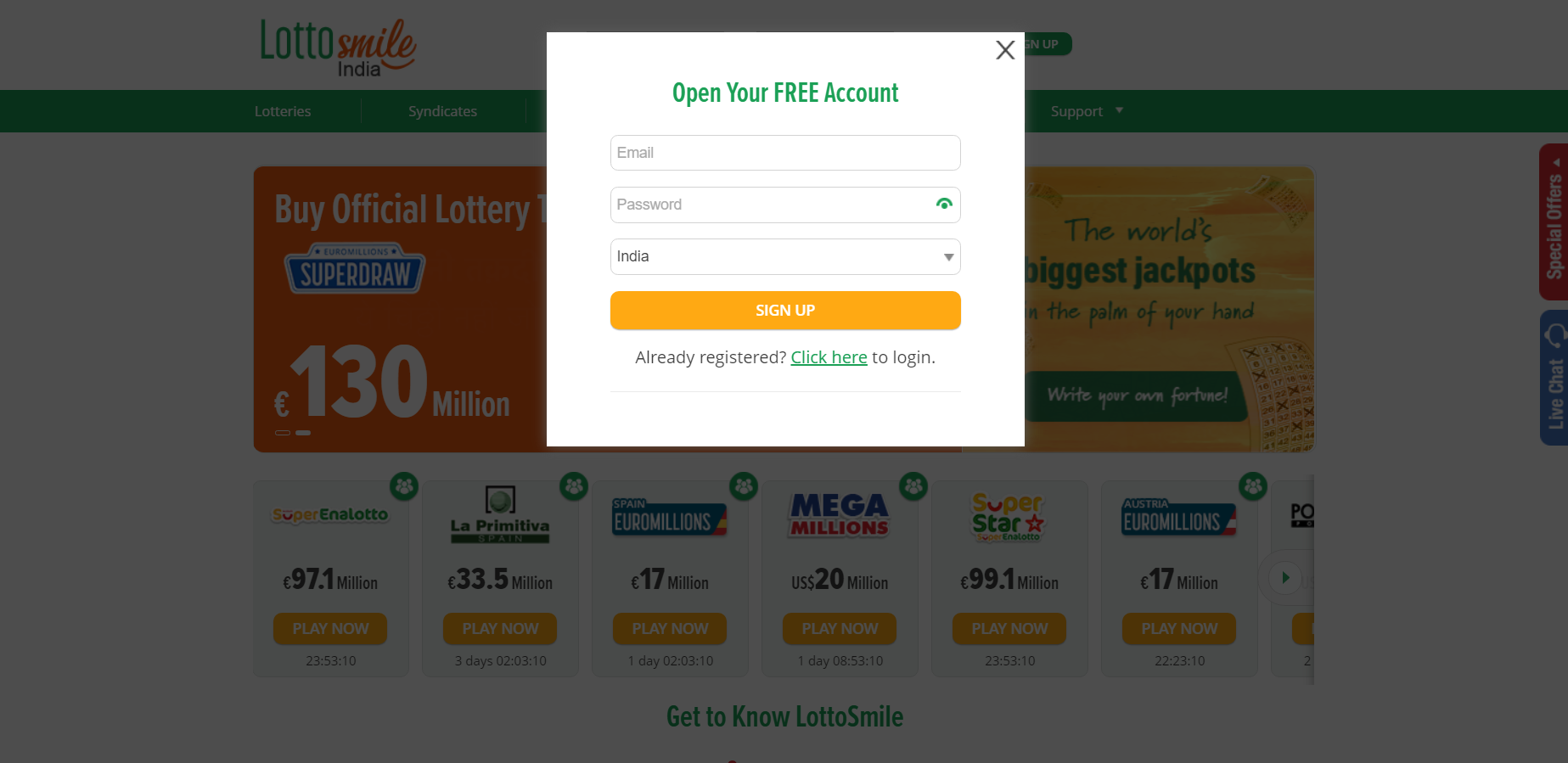 Lotto Smile Registration