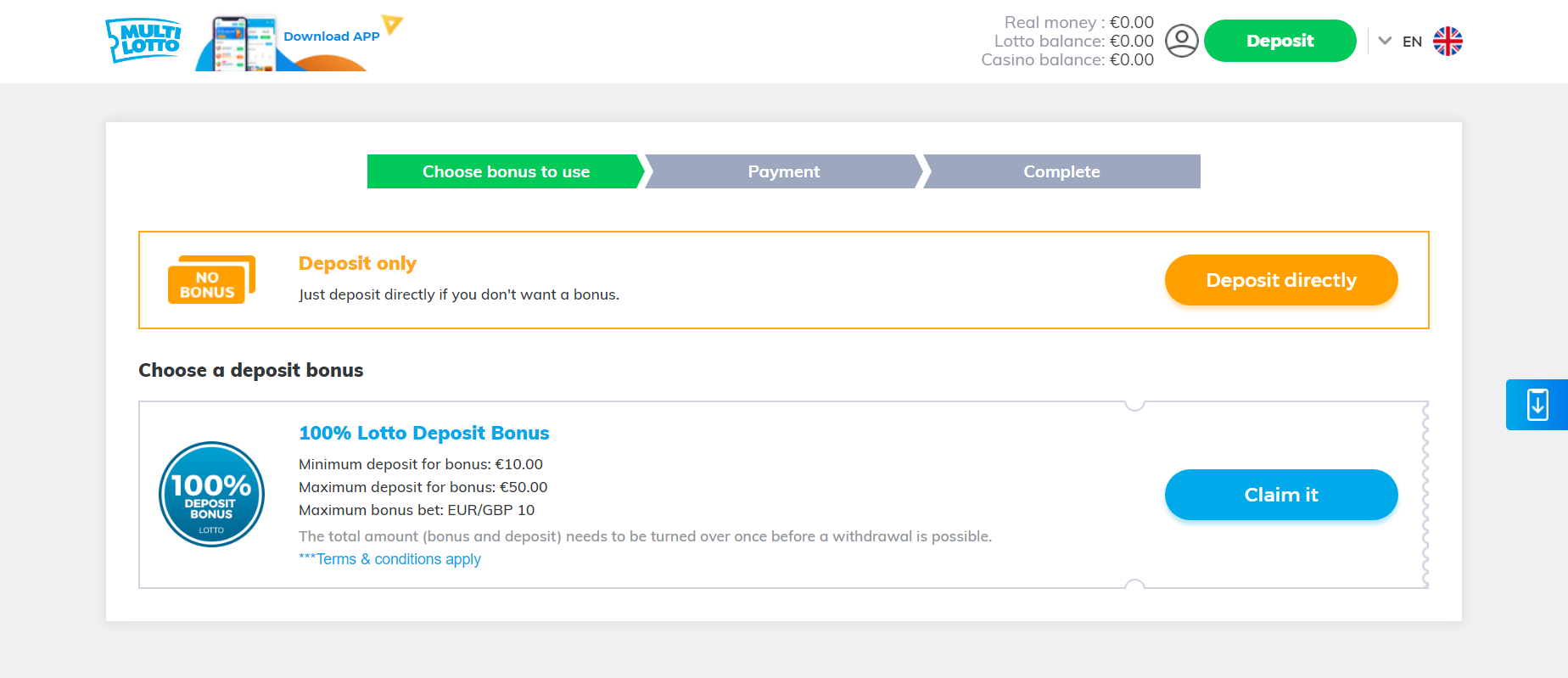 Multi Lotto Deposit 1