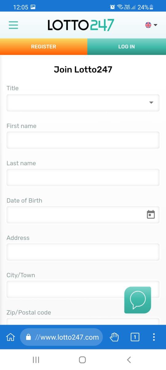 Register on Lotto247 1